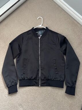 Black satin bomber jacket